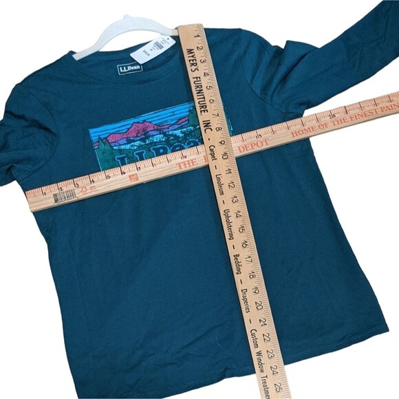 NWT L.L. women's Bean green spruce long sleeve PJ top t-shirt size hike size XS - Picture 3 of 9